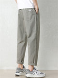 Men's Simple Casual Drawstring Autumn Straight Leg Cargo Cropped Pants