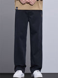 Autumn Casual Elastic Waist Loose Fit Straight Leg Pants for Men Daily Wear