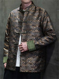 Men's Chinese Style Wavy Pattern Brocade Tangsuit Jacket Mandarin Collar