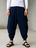 Men's Retro Solid Color Loose Hip-hop Drop Crotch Pants