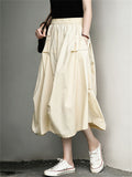 Women's Loose Solid Color Patchwork Asymmetric Skirt