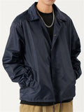 Men's Solid Color Hip-hop Style Button Up Jackets