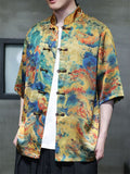 Men's Cool Chinese Style Print Stand Collar Tang Suit Shirts