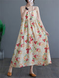 Women's Simple Flowers Print Strap Maxi Dress