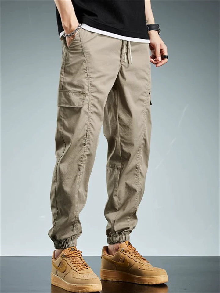 Men's Casual Workwear Loose Fit Jogger Cropped Pants with Pockets