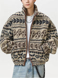 Men's Autumn Ethnic Style Jacquard Stand Collar Zip Up Cardigan Coats