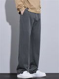 Autumn Casual Elastic Waist Loose Fit Straight Leg Pants for Men Daily Wear