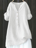 Women's Casual Retro Holiday Style Solid Color V Neck Short Sleeve Shirts