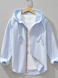 Men's Autumn Contrast Color Zipper Long Sleeve Hooded Jackets