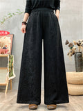 Women's Ethnic Style Jacquard Elastic High Waist Wide Leg Straight Pants