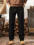Men's Autumn Outdoor Cotton Drawstring Loose Fit Cargo Pants with Multi-Pockets