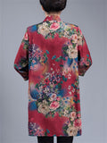 Plus Size Summer Floral Print  3/4 Sleeve Shirt for Women