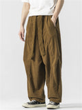 Men's Elastic Waist Warm Corduroy Pants for Autumn Winter