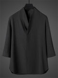 Men's Summer Cool Zen Style Stand Collar Half Sleeve Shirt