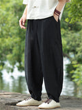 Men's Summer Simple Solid Color Linen Casual Harem Pants