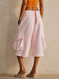 Women High Waist Baggy Streetwear Cargo Shorts Wide Leg