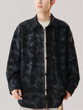Chinese Style Frog Button Men's Lapel Print Long Sleeve Shirts
