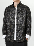 Men's Chinese Style Brocade Jacket with Embroidered Patterns and Frog Buttons