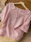 Women's Summer Solid Color Peter Pan Collar Shirts