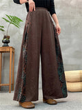 Women's Vintage Ethnic Style Patchwork Jacquard High Rise Wide Leg Pants