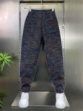 Men's Color Block Casual Knitted Pants Anti-Wrinkle Winter Daily Wear