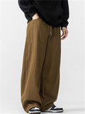 Retro Men's Comfy Japanese Style Elastic Waist Drawstring Loose Pants