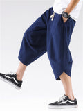Men's Hem Side Slit Kung Fu Training Cropped Pants