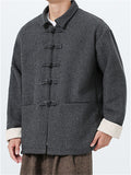 Men's Autumn Chinese Style Solid Color Geometric Texture Tangsuit Jackets