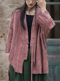 Women's Loose Ramine V Neck Tie-dye Lace Up Cardigan Jacket