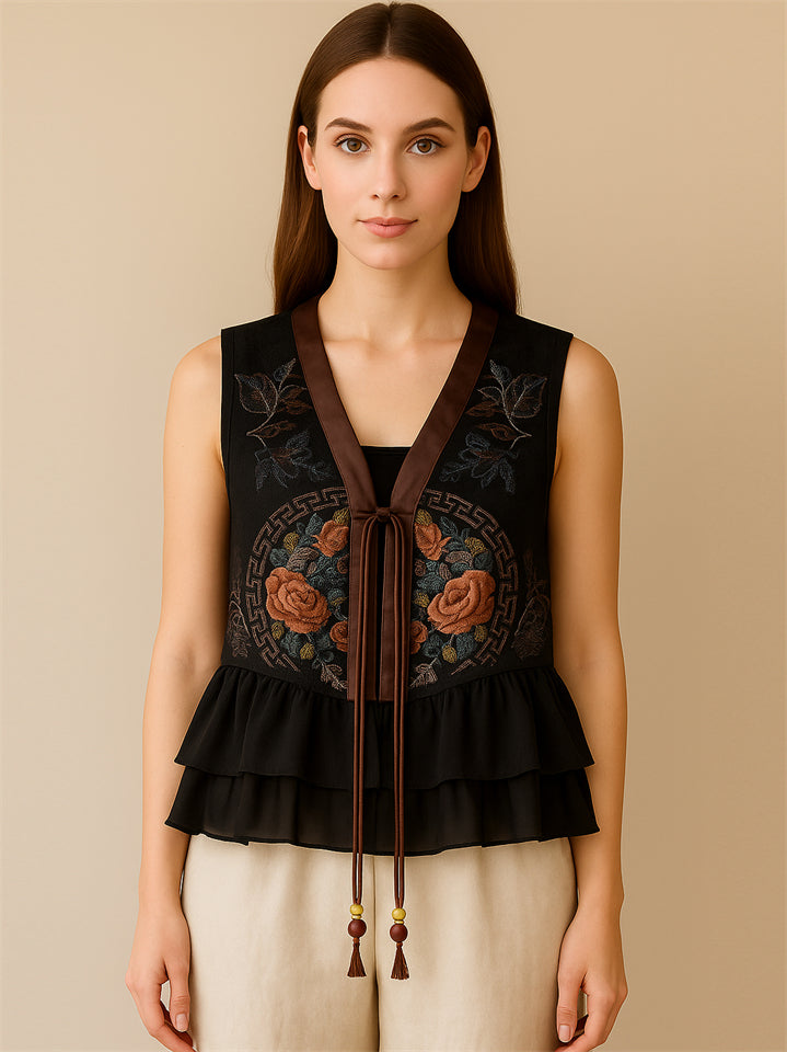 Women's Chinese Ethnic Style Patchwork Heavy Industry Embroidery Vest