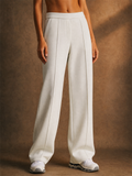 Womens High Waisted Soft Pintuck Straight Wide Leg Pants