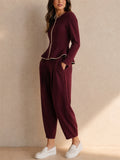 Women Chic Zipper Peplum Top and Lantern Pants Set