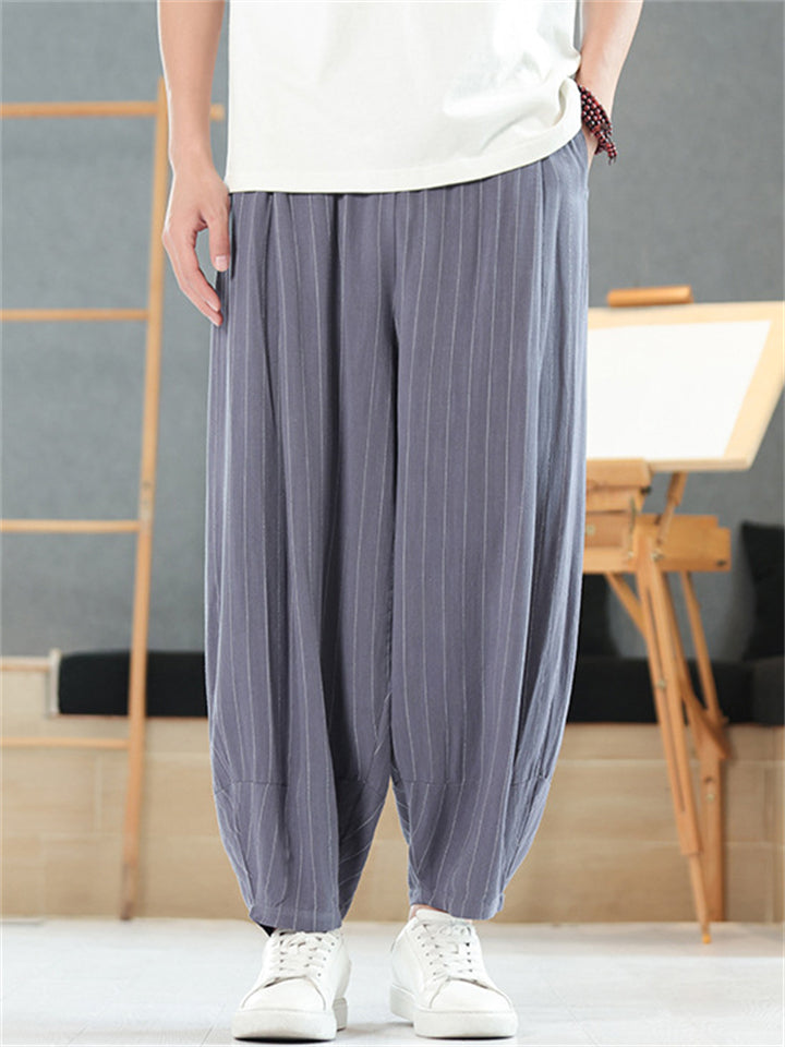 Men's Summer Retro Striped Loose Wide Leg Pants