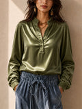 Women Corduroy Henley Shirt Button Down Long Sleeve Shirt