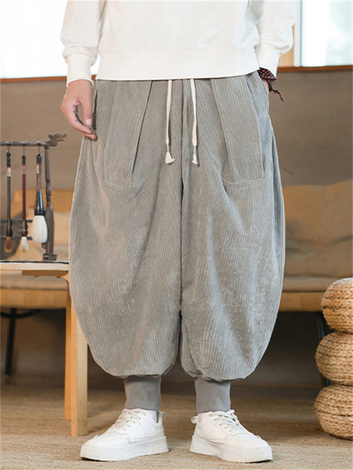 Men's Stylish Oversized Ankle Tied Corduroy Pants
