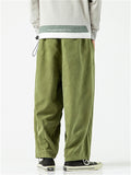 Casual Wide Leg Drawstring Cropped Pants for Men