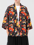 Vintage Japanese Style 3/4 Sleeve Kimono Shirt for Men