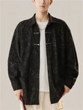 Casual  Comfy Plants Print Long Sleeve Stand Collar Shirts For  Men