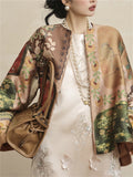 Fashion Chinese Style Floral Printed Silk Jackets for Women