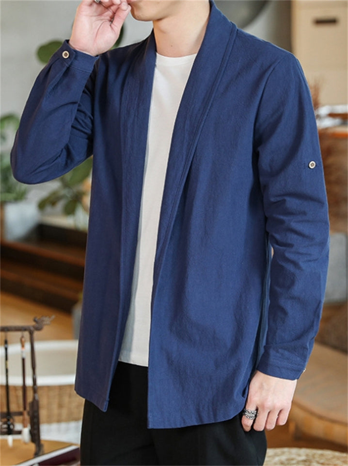 Casual Men's Cotton Solid Color Long Sleeve Suit Jacket