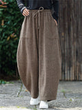 ‌Men's Autumn Casual Loose Fit Corduroy Pants with Drawstring and Pockets