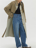 Female British Vogue Contrast Color Patchwork Mid-Length Jacket