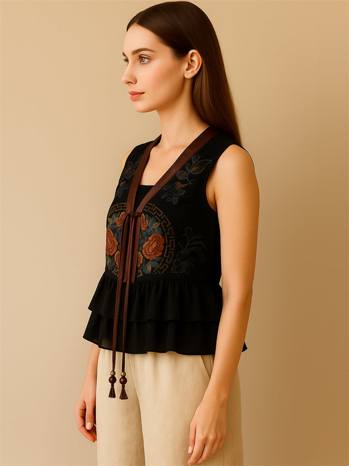 Women's Chinese Ethnic Style Patchwork Heavy Industry Embroidery Vest