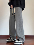 Men's Grunge Style Striped Straight Leg Trousers