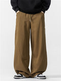 Retro Men's Comfy Japanese Style Elastic Waist Drawstring Loose Pants