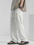 Men's Casual Cotton Solid Color Straight Wide Leg Pants