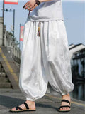 ‌Men's Summer Cool Loose Fit Casual Carrot Pants with Chinese Style Dragon Print‌