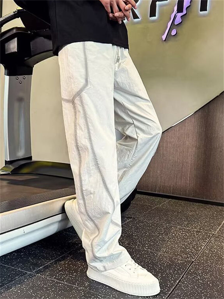 Men's Loose Fit Drawstring Casual Tie-dye Straight Leg Pants with Pockets