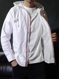 Men's Autumn Contrast Color Zipper Long Sleeve Hooded Jackets
