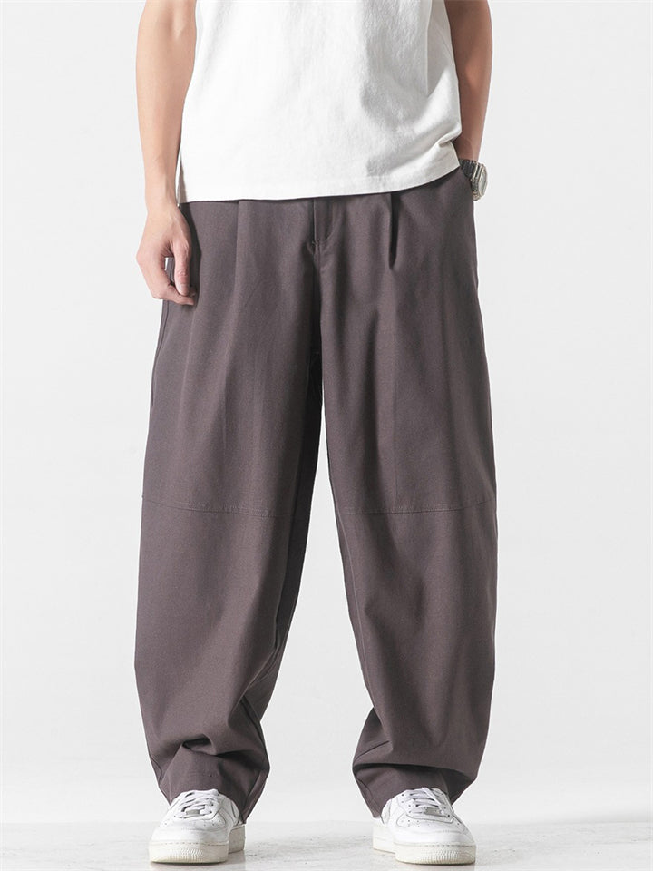 Men's Casual Retro Solid Color Straight Pants